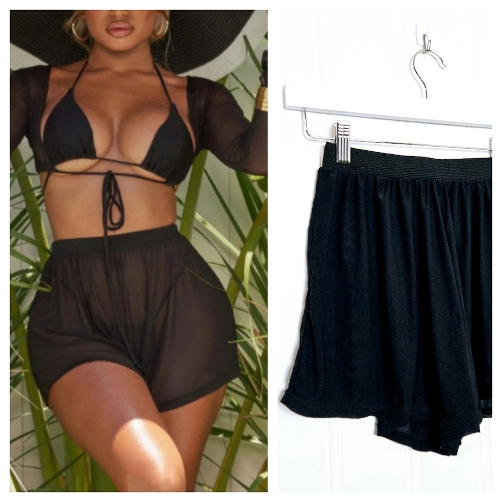 MATTE Sheer Mesh Shorts Womens Size S Casey  Swim Cover Up Beachy